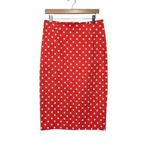 Boden Red Polka Dot Pencil Skirt